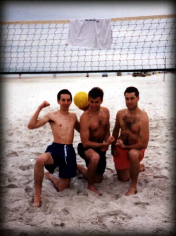 Striking the victory pose with teammates Mike and Tom in Daytona Beach