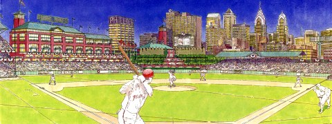 Proposed 30th Street ballpark from behind home plate