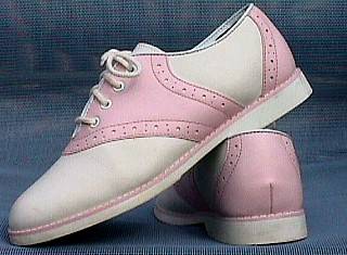 pink and white saddle shoes
