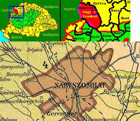 Nagyszombat in Pozsony county of historical Hungary