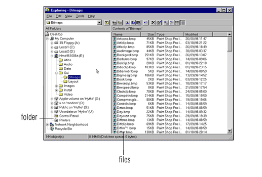 Tampilan Windows Explorer yang menggantikan File Manager di Windows 3.1