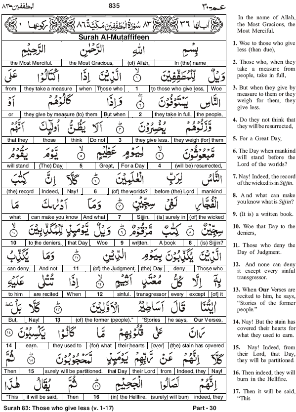 Quran Word To Word Translation