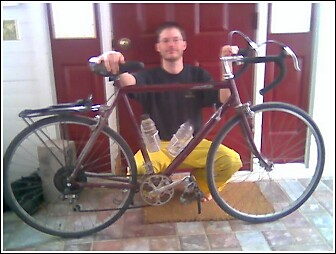 the man, the bike, the banana pants.  photo by chloe.
