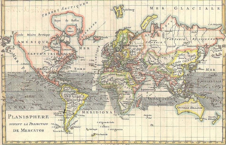 mapa mundi politico. Mapa-mundi político de 1780.