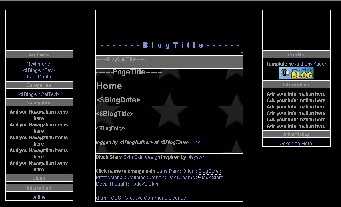 Screenshot of the Blog template with the Blackstars skin
