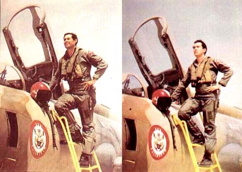 Pilotos Peruanos Comandante FAP Vctor Manuel Maldonado Begazo y Mayor FAP Enrique Caballero Orrego, ante sus mquinas de guerra Su-22, tanto Maldonado como Orrego alcanzaron la gloria y se encuentran presentes en la mansin de los hroes