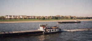 Barging on Inland Waterways. Barges on the River Rhine