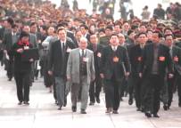 NPC Delegates walking across Tiananmen Square