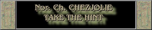 CLICK HERE
FOR DETAILS OF
CH. CHEZJOLIE TAKE THE HINT
~*~TAG~*~