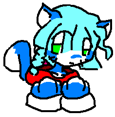 A blue kitty person.