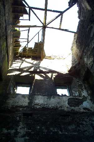 View of the ceiling inside the signal tower