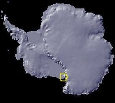 Antarctica.  Scott Base location circled in yellow.