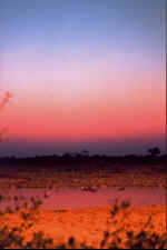 Venus and the sun setting over Okaukuejo - Etosha, Namibia