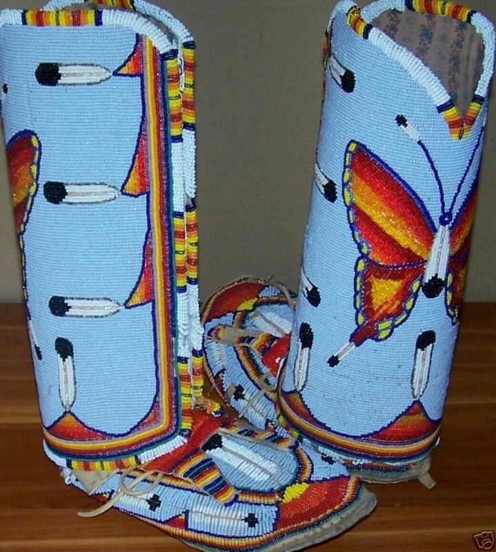 beaded moccasins and leggings for sale