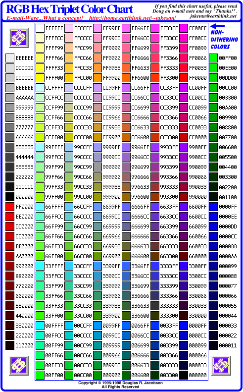 HEX Color Codes chart