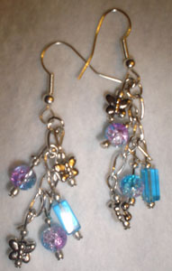 Blue Butterfly-Chain Link Earrings