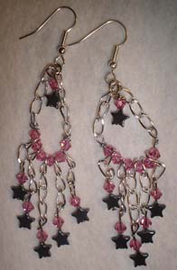 Pink Star- Chandelier Earrings