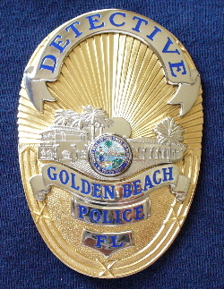 Golden Beach Fla., Detective badge. Hallmarked "Blackinton Hi-Glo", solid back with gorgeous detail and full color state seal