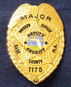 Dade County Fla., Major badge, hallmarked "Johnson Badge"