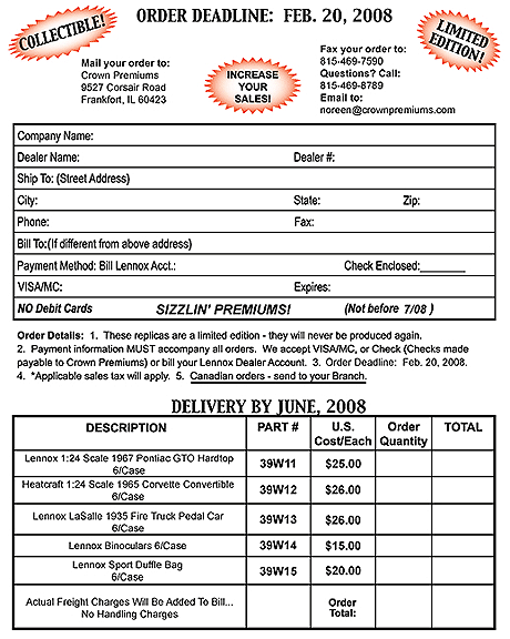 This Is The Page Lennox Summer Flyer Order Form For