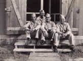 Al & budies on steps of barracks - Camp Phillips