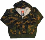 Wholesale Sweatshirts camouflage thermal lined zip hooded
