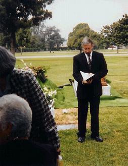 Pastor Grimaud at Granny J's funeral