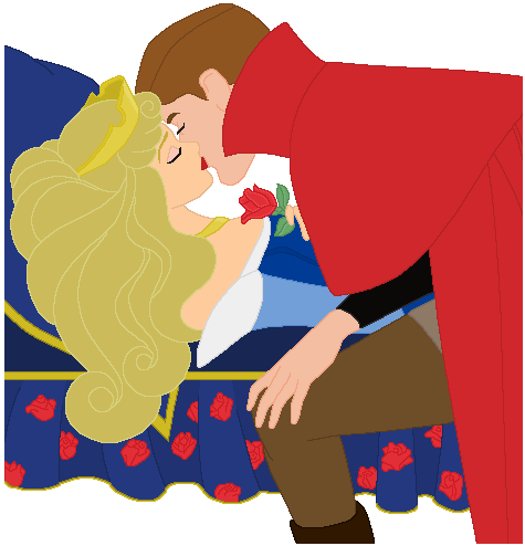 Prince Phillip kissing Princess Aurora