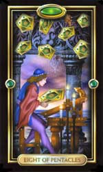 Gilded Tarot 8 of Pentacles