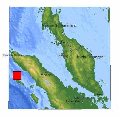 Big Earthquake location at Sumatra, Indonesia