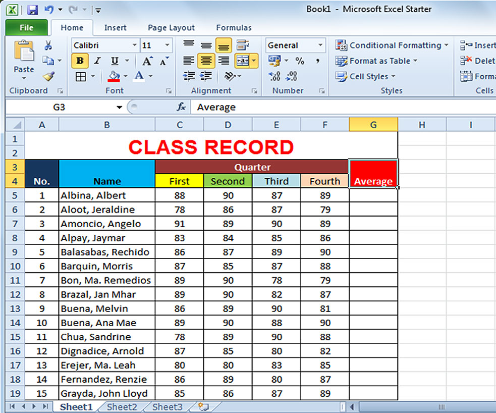 MS Office Excel 2010 Online Module Lesson One