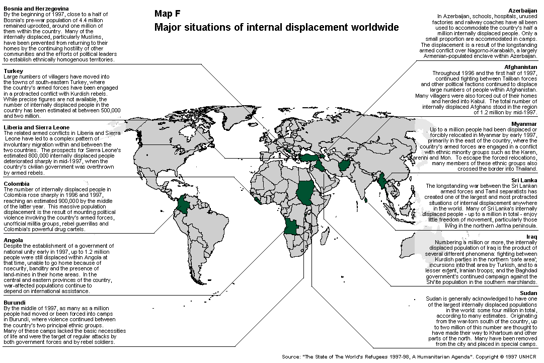 Countries with highest IDP population