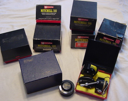 EARLY BOXED MITCHELL (300) HALF-BAIL ARM FIXED SPOOL REEL + SPARE SPOOL –  Vintage Fishing Tackle