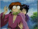 Kaoru: Kenshiiin! I'm sooo glad you're safe! Kenshin: Oro?!