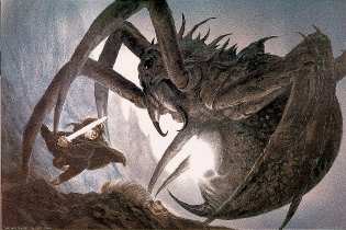 Shelob the Giant Spider and Sam by Ted Nasmith