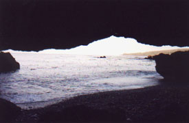 Looking out from the caves on east Sombrio