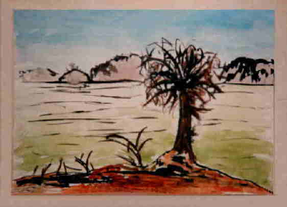 Georges Tafelmacher - artiste amateur - peinture paysagiste - Tree in the middle of a marsh