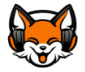 simple clean happy fox radio with headphones music logo minimalistic mascot vector illustration