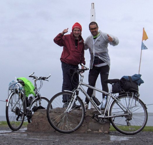 [ Gary and Roberto standing at Duncansby Head near John O'Groats ]