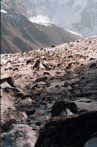 Rocky landscape at the edge of the Mer de Glace