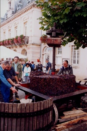 Old fashioned wooden grape press in Couchey 