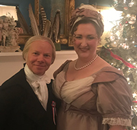 James Madison (Kyle Jenks) and Dolley Madison (Elissa Paulisson) at the Hirschpfeffer Conclave January 20, 2018. Photo take with Mr. Jenks' camera by Jim Scherrer. Copyright 2018 by Mr. Jenks.