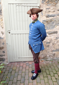 generic photo of Kyle Jenks portraying a merchant of the Revolutionary War period. Provided by Mr. Jenks and taken on his behalf by an unidentified friend