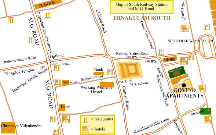 Govind Apartments, Kochi, Kerala - the map of Ernakulam South