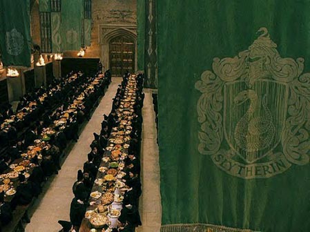 It pains me to watch the Slytherin house flags morph into the putrid Gryffindor attire at the end of HPSS. Nothing like getting screwed out of a proper win by Harry and Co's dumb luck. *grumbles*.