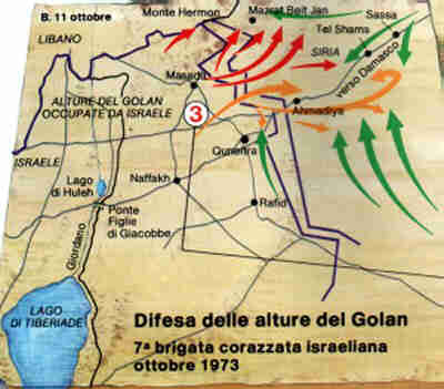 Map of the Yom Kippur war in the Golan
