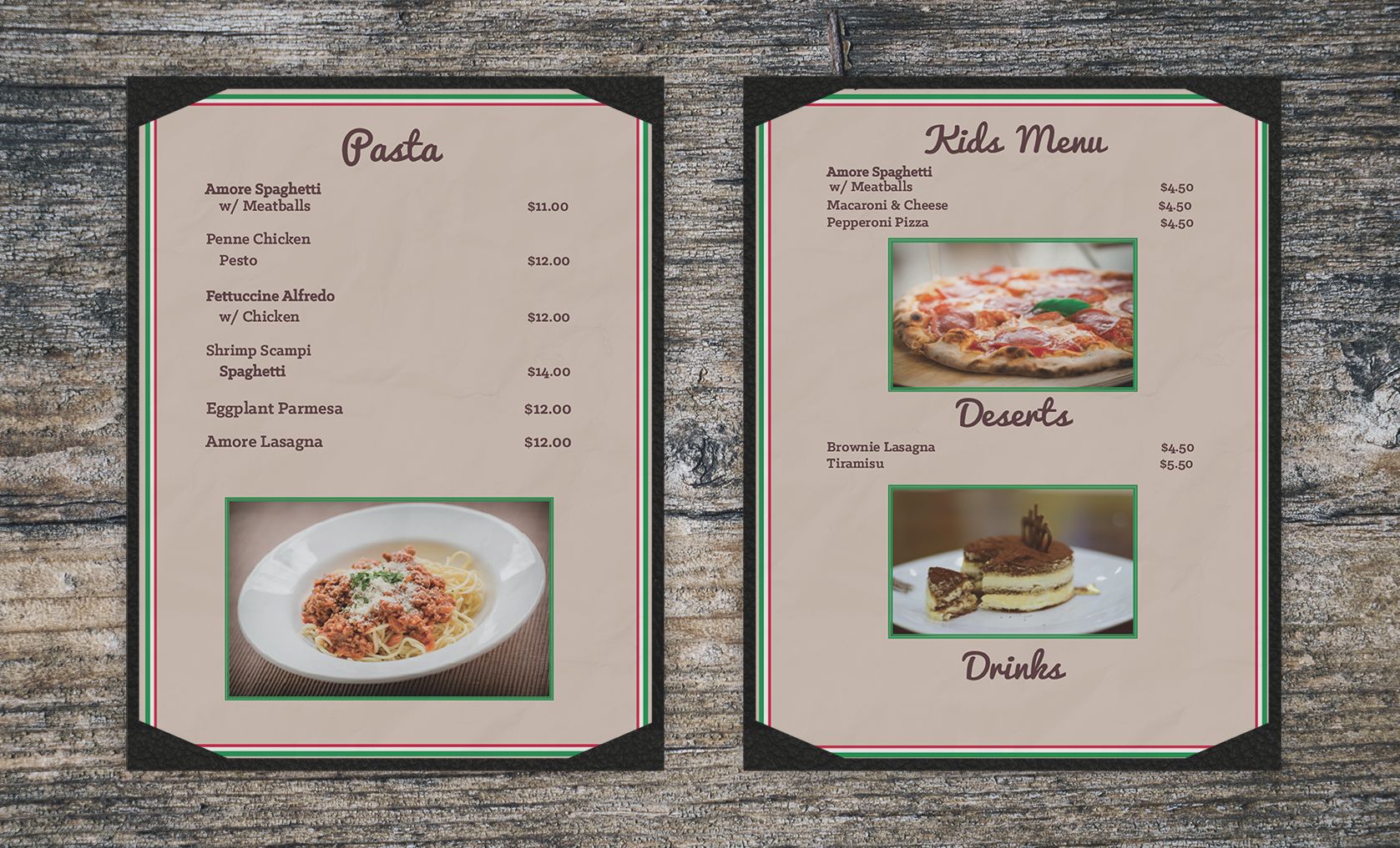 Pasta Amore Menu Page 2
