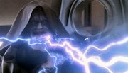 Palpatine attacks  with Force lightning.