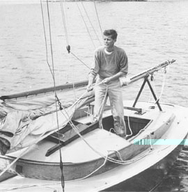 John F. Kennedy aboard his sailboat, Hyannis port, MA, 1946