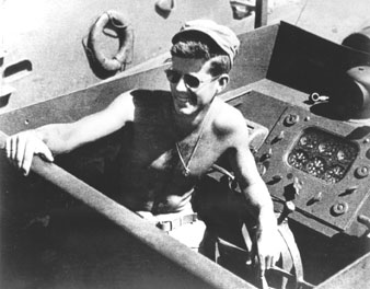 Lt. John F. Kennedy in the cockpit of PT109, 1943